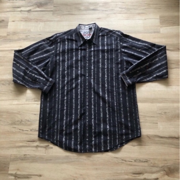 Robert Graham Black and Gray Striped Dress Shirt - Picture 2 of 7